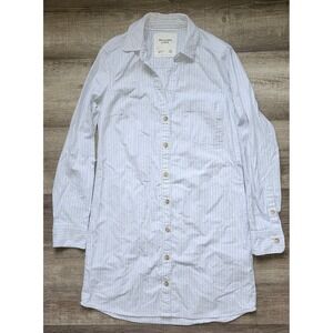 Abercrombie & Fitch Women's XSP Blue/White Striped Long Sleeve Button Down Shirt